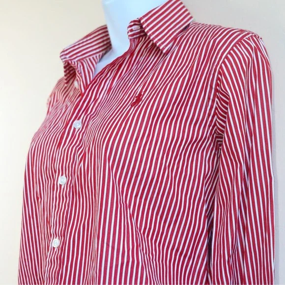 Ralph Lauren Red and White Striped Button-Down Shirt SLIM FIT - Picture 4 of 13